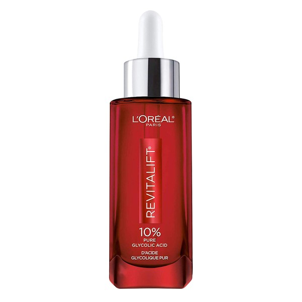 L'Oreal Paris Skincare 10% Pure Glycolic Acid Serum for Face from Revitalift Derm Intensives, Dark Spot Corrector, Even Tone, Reduce Wrinkles, Glycolic Acid Peel, Exfoliator With Aloe, Hydrate, 1.7 Oz