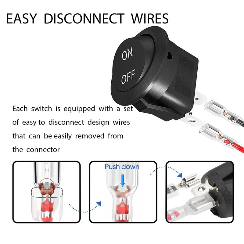 JTGYMY 12V Circular Toggle Switch, 2-Pin SPDT, 20A/12V DC, 10A/125V
