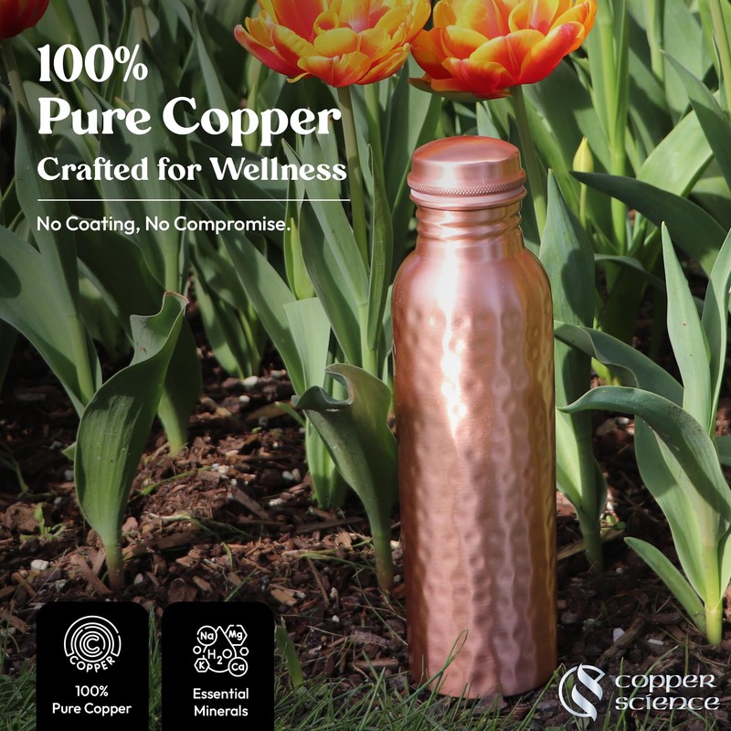 Copper Science Pure Copper Water Bottle for Drinking 34 oz