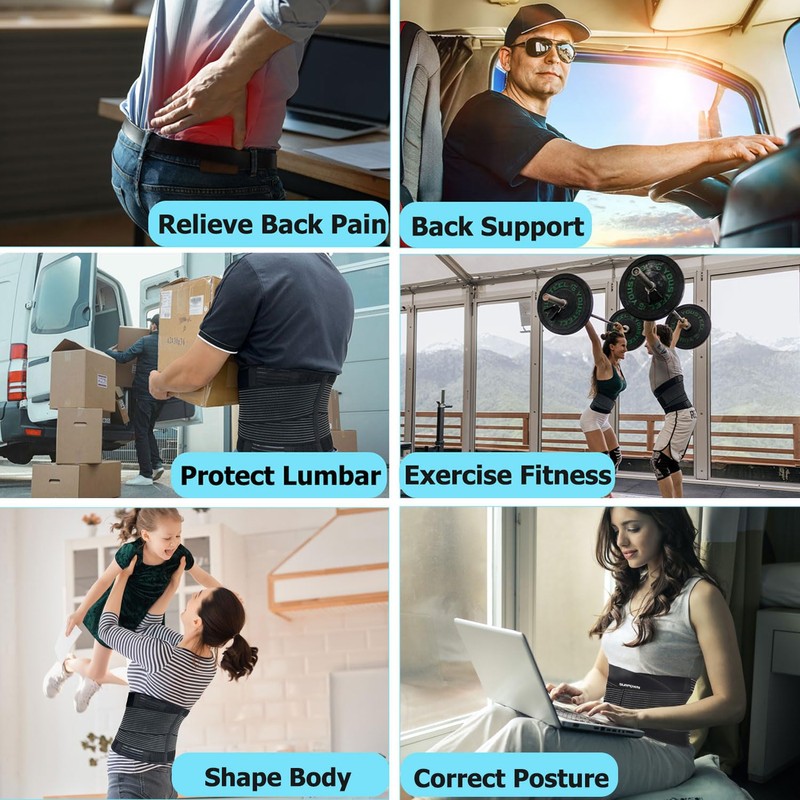 SURPOWN Back Support Belt, Breathable Back Brace Men and Women,
