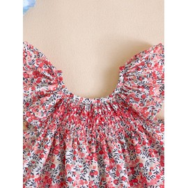 Summer Outfit Toddler Baby Girl Floral Dress Ruffle Sleeveless Dresses Tunic Dress Summer Sundress Girls Casual Dress (Pink, 18-24 Months)