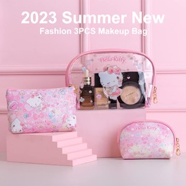 AmBealla Cosmetic Big Makeup Bag Cosmetic Bag Travel Carrying Case Kitty Cat Toiletry Bag Lady Gift Valentine's Day Gift (Candy 6PCS)