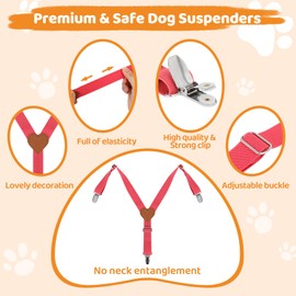JUDIXY 2Pcs Premium Dog Suspenders for Diapers, Belly Bands, Dog Apparel, Adjustable Elastic, Size avaiable for Small Medium and Large Dogs (Watermelon Pink M)