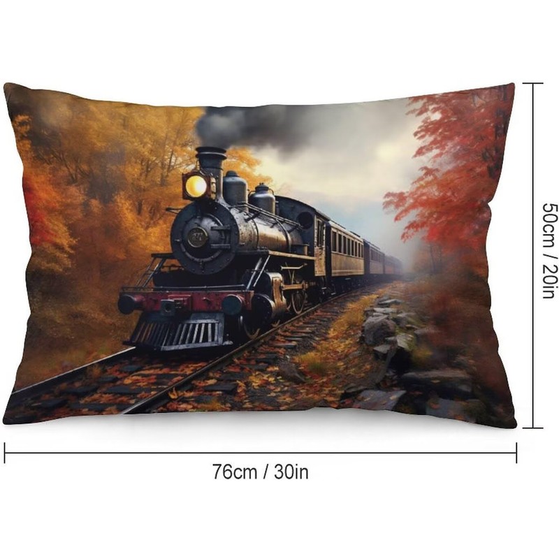 Retro Train Throw Pillow Cover Queen Size Cushion Case 20x30