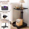 Aoligrace End Table with Wheels, 360°Swivel Height Adjustable Couch Side
