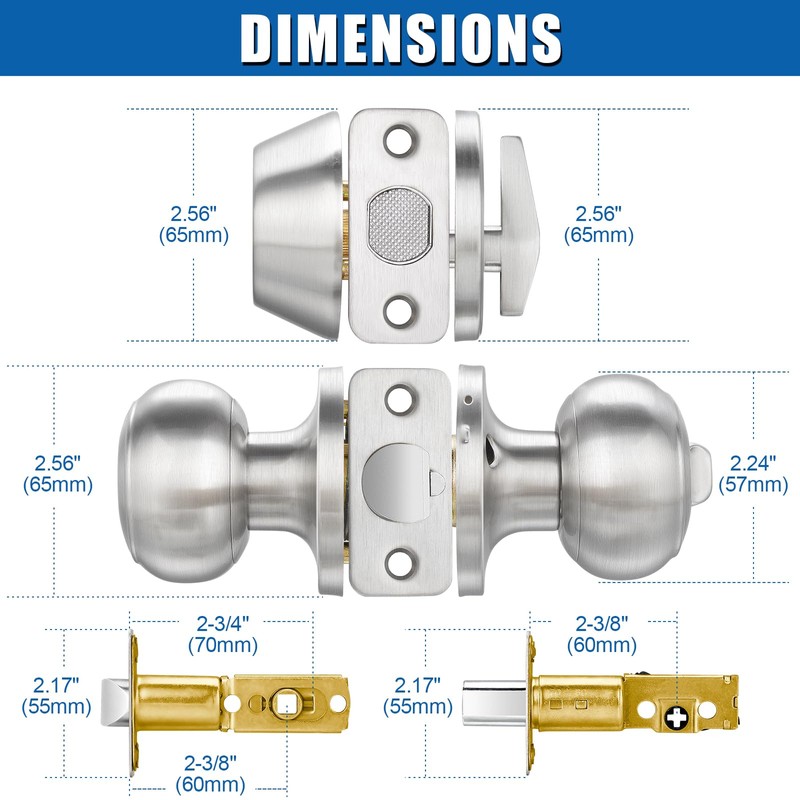 3 Sets Entry Door Knob and Single Cylinder Deadbolt Combo