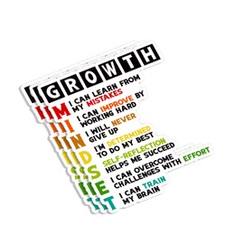 (3pcs) Growth Mindset Meaning Sticker Funny Motivational Sayings Inspirational Quotes Vinyl Decal for Tumbler Laptop Car Water Bottles Books Phone - Size 3x2.7