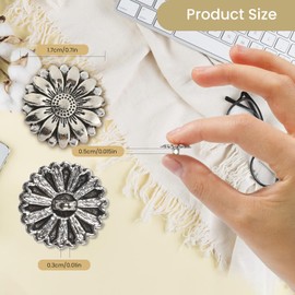 NUOMI 50 Pieces Round Metal Buttons Silver Tone Shank Button Sunflower Carved Sewing Buttons with Single Hole for Craft Coat Suit Blouse Clothing Decoration, 18 MM/0.7 Inch