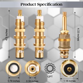 Dreyoo Ceramic Disc Cartridge Replacement for 910-030, Diverter Stem Replacement for 910-022, Shower Valve Faucet Cartridge Compatible with Price/Pfister, Hot Cold Diverter, Brass Construction