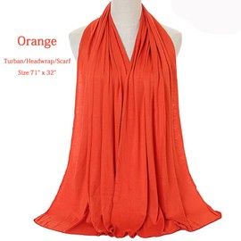 African Scarfs for Women Head Wraps Stretch Turban Jersey Bun Styles Headbands for High Ponytails (Orange)
