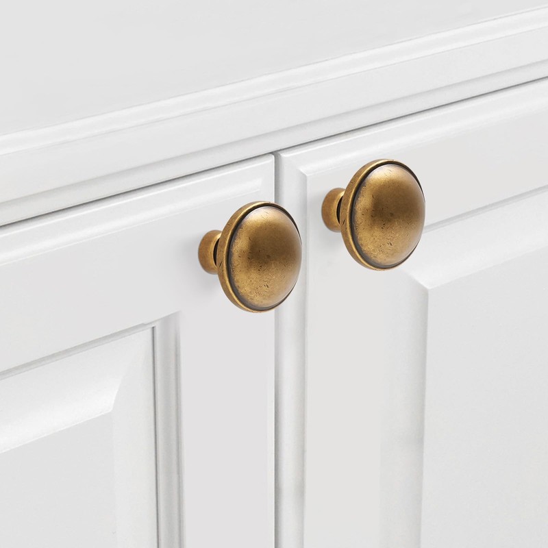 BUKOBYHE 10 Pack Kitchen Cabinet Knobs Antique Brass Cabinet Knobs