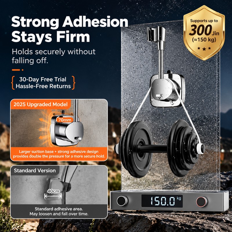360° Adjustable Handheld Shower Head Holder for Bathroom – No-Drill