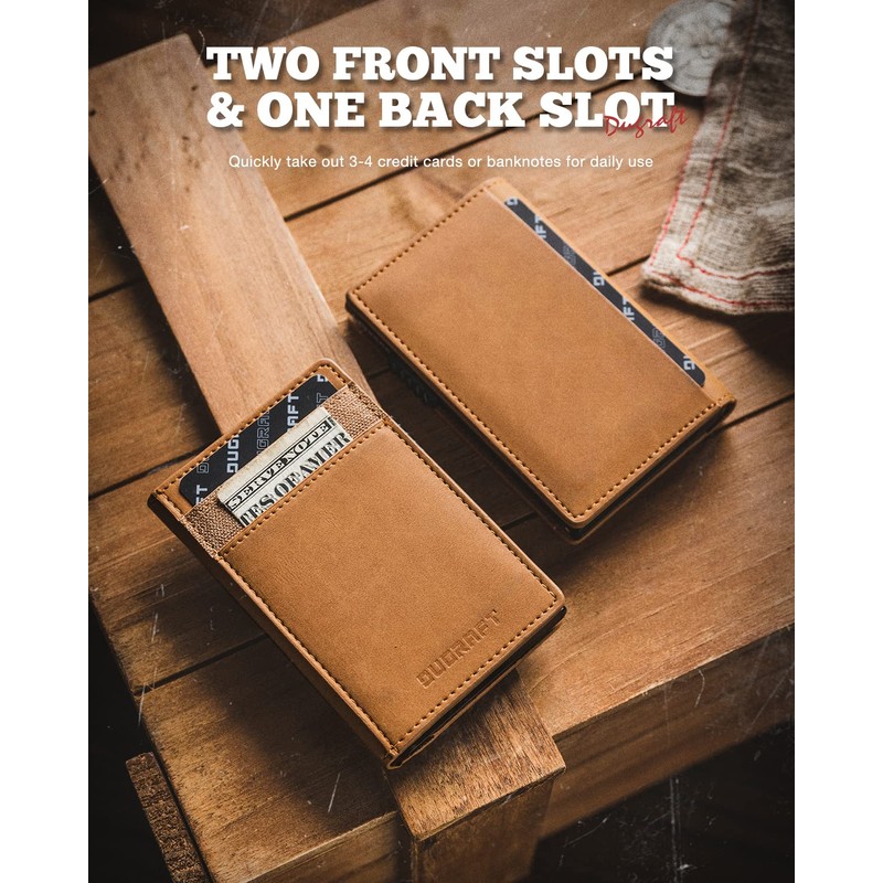 DUGRAFT Slim Card Holder for Men with Aluminum POP UP