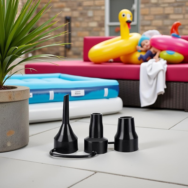 Air Pump Nozzle Replacement Set, 3 Sizes, Black Inflator Adapters