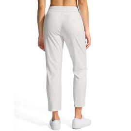 YYV Women's Pants with 3 Pockets High Waisted Golf Athletic Pants 7/8 Stretch Ankle Pants for Women Workout Travel Casual(Pale Medium)
