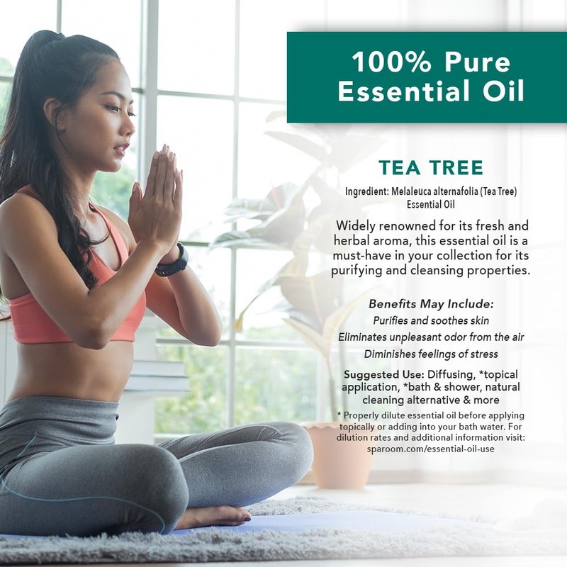 SpaRoom Aromatherapy 100% Pure Undiluted Essential Oil, Purify Tea Tree,