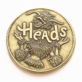 Labyrinth Firey Heads or Tails Decision Maker Brass Coin