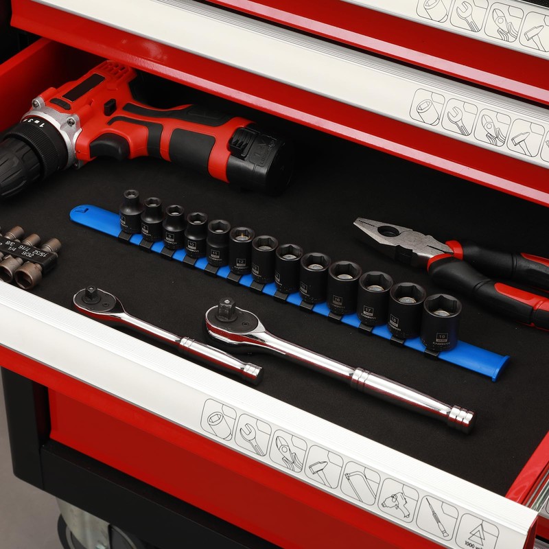 CASOMAN CR-MO 3/8 Inch Drive Magnetic Socket Set, Shallow, 6-Point,