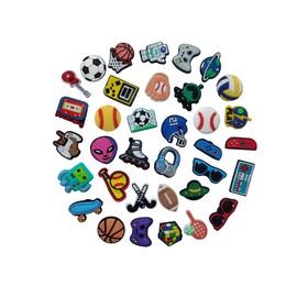 35 PCS Shoe Charms for Basketball Soccer Baseball Croc Charms, Video Game,Astronaut and Sports Croc Pins for Wristbands Shoes Charm Party Favor Accessories Gifts for Boys Teens