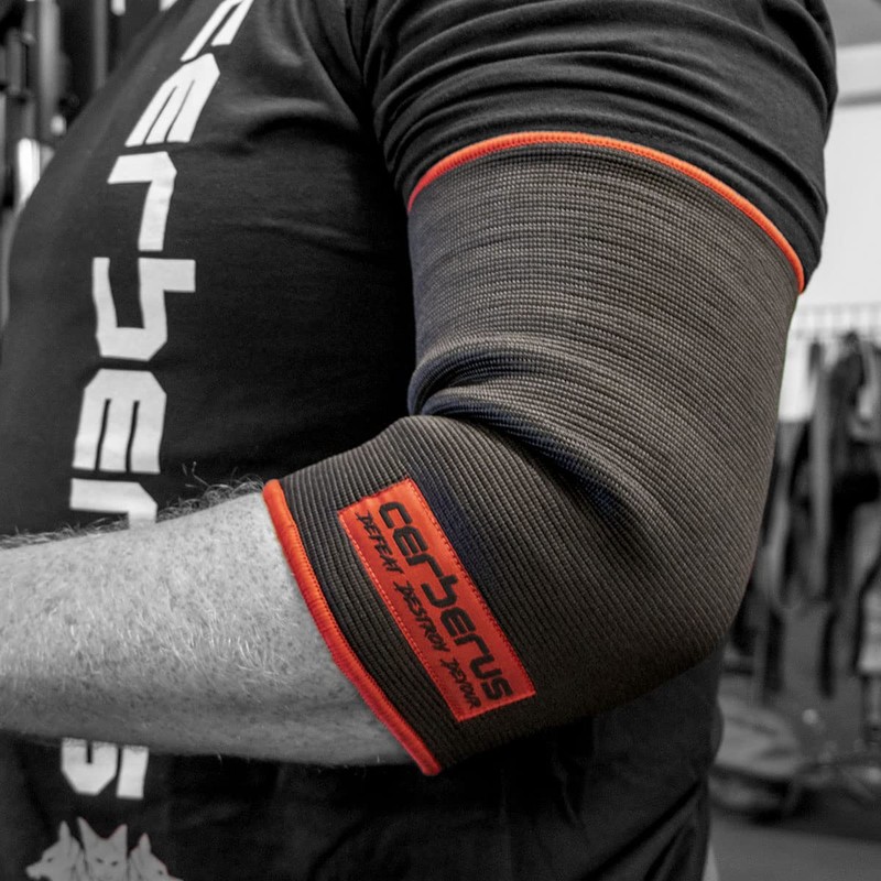 CERBERUS Strength Doppellagige Ellenbogenbandagen, Größe M 27–29 cm, 1 Paar