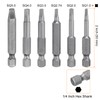 sourcing map 6pcs Square Screwdriver Bit Set SQ1.0/SQ2.0/SQ2.74/SQ3.0/SQ4.0/SQ5.0 S2 Steel