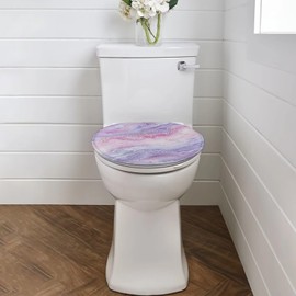 Luarisgur Toilet Lid Cover Elongated Marble Print Bathroom Oblong Round Soft and Absorbent Toilet Seat Lid Cover Cute Toilet Cover Accessories Purple