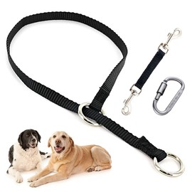 Mayerzon Backup Collar, Double Ended Clip and Carabiner for Prong Collar, Pinch Collar and Dog Harness, Safety Use for Walking and Training (XL, Black)