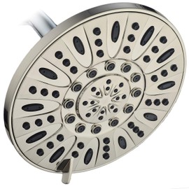 AquaDance BRUSHED NICKEL High Pressure 6-Setting 7" Rain Shower Head – Angle Adjustable, Anti-Clog Showerhead Jets, Tool-Free Installation - USA Standard Certified - Top U.S. Brand