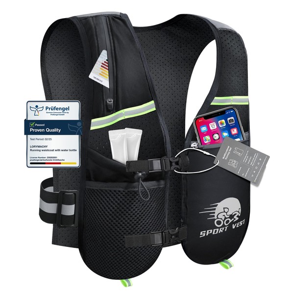 Running Vest Women Men - Lightweight Hydration Backpack, 6 Pockets,