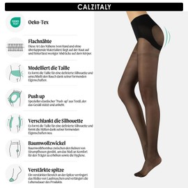 PUSH UP SHAPER TIGHTS | NORMAL WAIST MICROFIBRE PANTYHOSE | 20 DEN | S, M, L, XL | BLACK, NATURAL | ITALIAN HOSIERY | (M, BLACK)