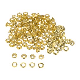sourcing map Set of 100 Grommets Kit Metal Eyelets 4.5 mm 0.18 Inch Grommet Tool for Shoes Clothing Belt Bag DIY Project Gold Tone
