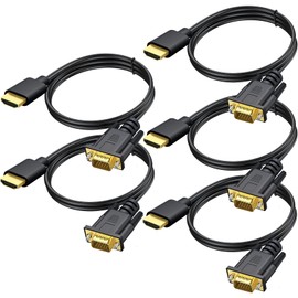 HDMI to VGA Cable 5-Pack, 3.3ft Computer HDMI to VGA Monitor Cable Adapter Male to MaleCord for Computer, Desktop, Laptop, PC, Monitor, Projector, HDTV, and More (NOT Bidirectional)