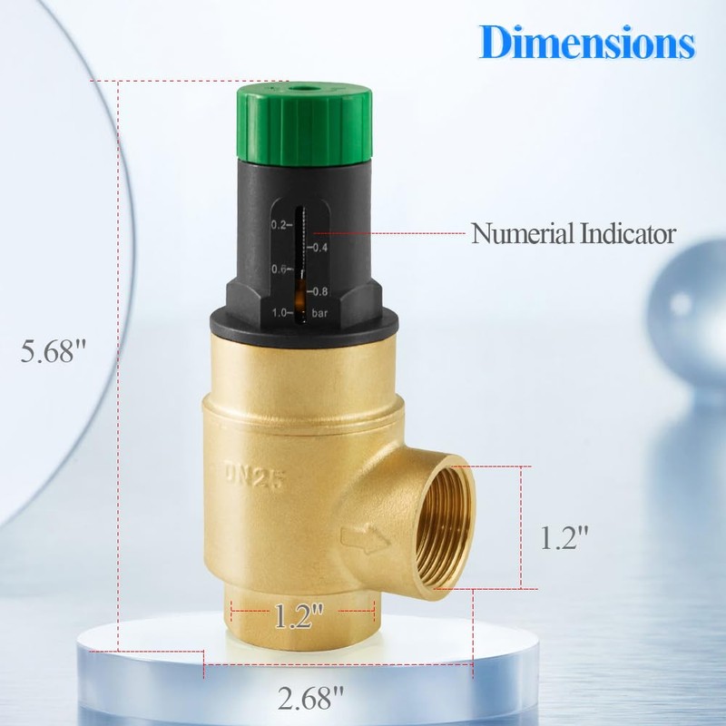 WiseWater 1" G Pressure Relief Valve, 0.2-1.0 bar Visually Adjustable