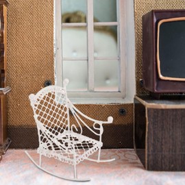 perfeclan Miniature Rocking Chair Tiny Creative,Sturdy,Dollhouse Furniture,Mini Chair Model for Photo Props Doll House Fairy Garden, White