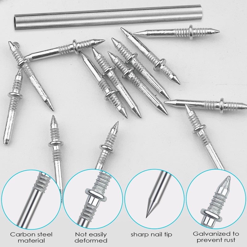 Baxcdyswe Pack of 300 Seamless Nails with Double-Headed Base Thread,