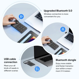 XPPen ACK05 Teclado de Acceso Directo Bluetooth con 10 Teclas y Un Dial Inalámbrica para Dibujo Digital, Editar Fotos y Vídeos, Teclas Programables Quick Keys Más Eficaz para Tableta Gráfica, PC, Mac