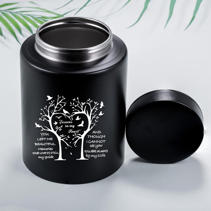 Medium Memorial Urn for Adult Ashes - Black Love Tree