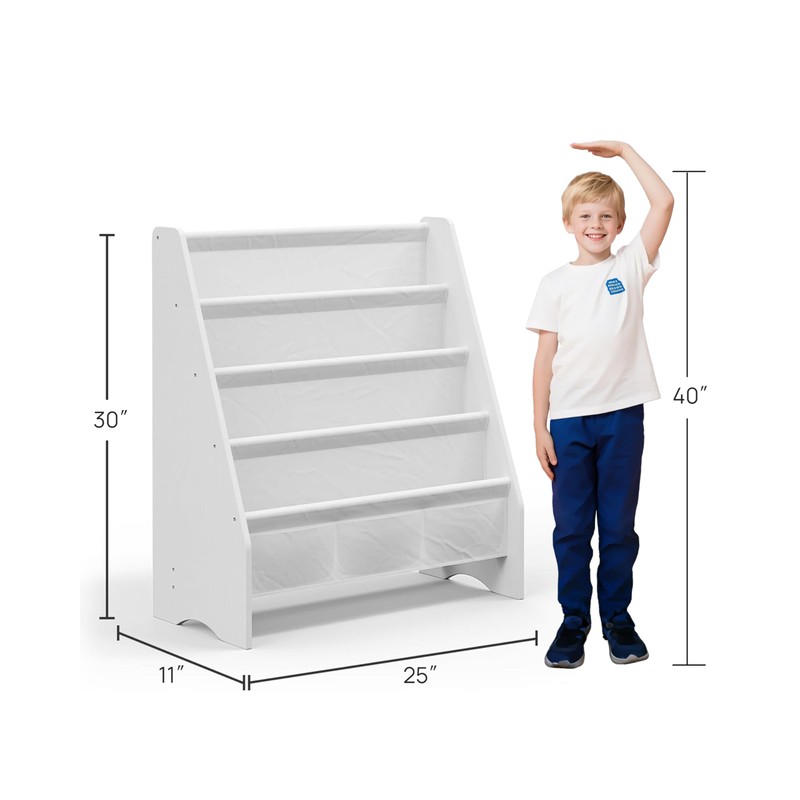 SEIRIONE Sturdy Kids Bookshelf, Children Display Rack, 4 Sling and