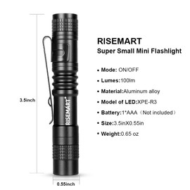 Mini Led Flashlights(4 Packs), RISEMART Small Pocket Flashlights Ultra Bright Waterproof with Pocket Clip for Hiking, Camping and Other Outdoor Activities(3.5‘’)