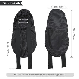 AWAYTR AWAYTR Long Satin Bonnet for Women - Double Layer Elastic Silk Bonnet for Braids Hair Sleeping Cap with Tie Band (Black)