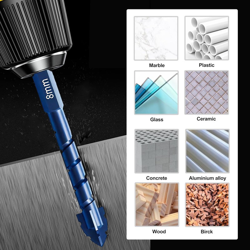Upgraded Serrated Masonry Drill Bit Set 5PCS,Four-Flute Sawtooth Eccentric Drill