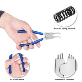 Snap Ring Pliers Set, 4-Piece Seegering Pliers, Sea Ring Pliers Set, 175 mm Circlip Pliers, Professional Non-Slip Snap Ring Pliers with Pockets, Curved Straight Seering Pliers for Indoor and Outdoor