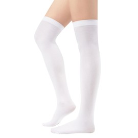 Zando White Knee High Socks Women White Thigh High Socks for Women White Thigh High Stockings for Women Cosplay Stockings Thigh Highs White Leg Warmers knee socks over the Knee Socks Pure White