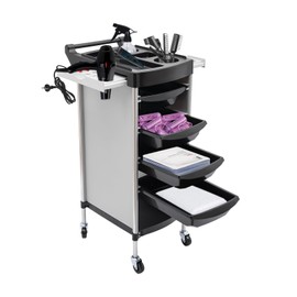 Kathring Salon Trolley Cart, 6 Layer Hair Salon Storage Tool Cart with 4 Drawers and 4 Universal Wheels for Salon Beauty, White Black