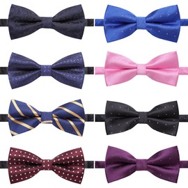 AUSKY 8-Pack Pre-Tied Bow Ties for Men & Boys | Adjustable Unisex Neckwear Set for Weddings, Church & School | Formal Patterned Accessories for Business & Holidays | Ideal Gift Set