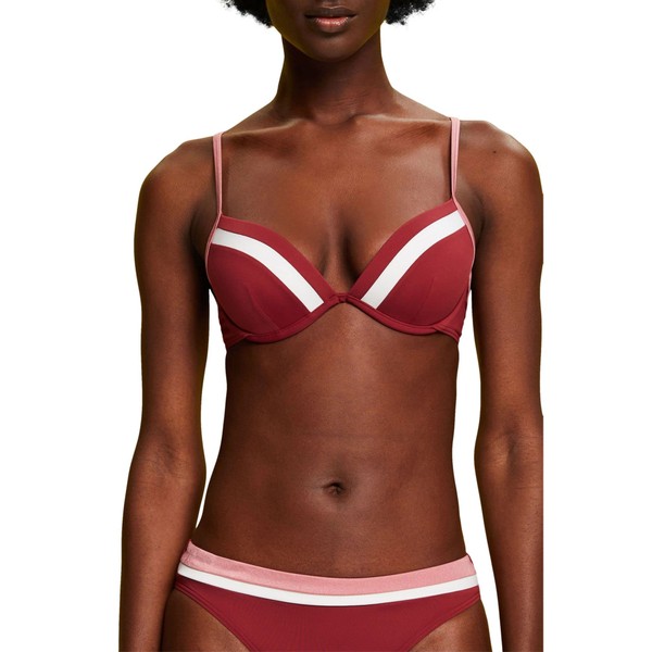 ESPRIT Women's Tayrona Beach Rcs Pad.plunge Bikini, Dark Red, B