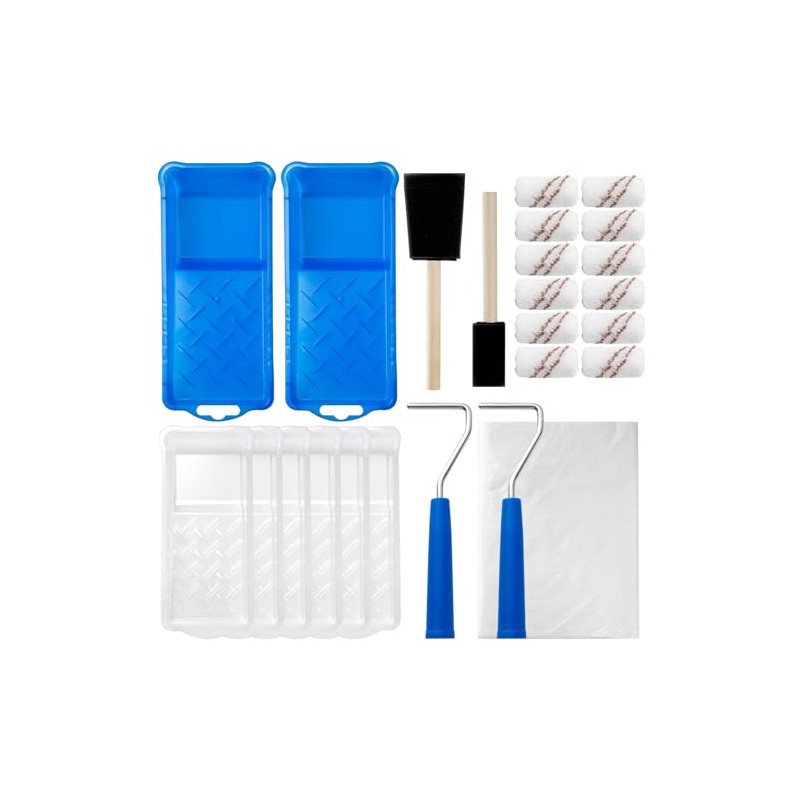 Mister Rui Paint Roller Kit, 25 Pack, 2 Inch Microfiber