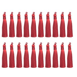 Qililandiy 20 Pieces Tassels 8 cm Terylene Pendants Handmade Tassel Tassel Pure Colours with Bows for Jewellery Making DIY Projects Bookmark (Red)