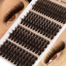 Brown Lash Extensions Gently Fluffy Eyelash Clusters Dark Brown Lash Clusters Clusters Salon Eyelash Extensions 130D 150D 180D 200D Volume Lashes Value Pack Pestañas Postizas Marrón (208Pcs, 10-16MM)