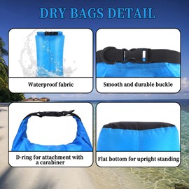 Wsetyy 2PCS Dry Bags, 3L/5L/10L Waterproof Dry Bag, Lightweight Canoe Bags for Kayaking Camping Hiking Traveling (Blue, 3L+3L)